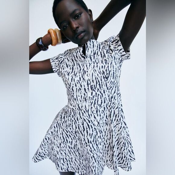 ZARA ZW COLLECTION SHORT PRINTED DRESS - Picture 8 of 12